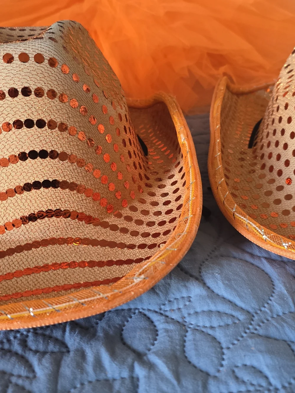 Womens Orange Tulle Tutu Skirt with Sparkle Cowboy Hat And Sunglasses!